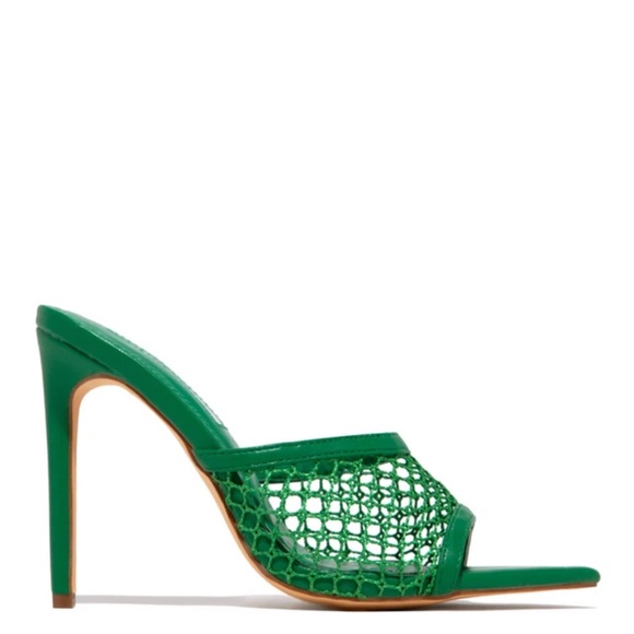 Green Mesh Mules w Stiletto Heel - Picture 7 of 7